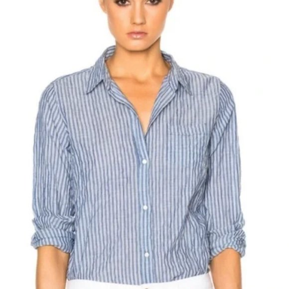 Nili Lotan | Stripe Blue and White Button up - Picture 2 of 8